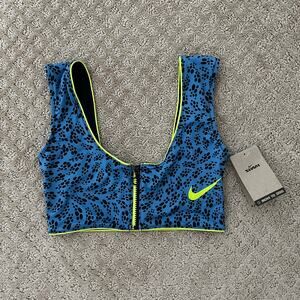 NIKE Swim Party Dots Crop Bikini Top Pacific Blue Women's